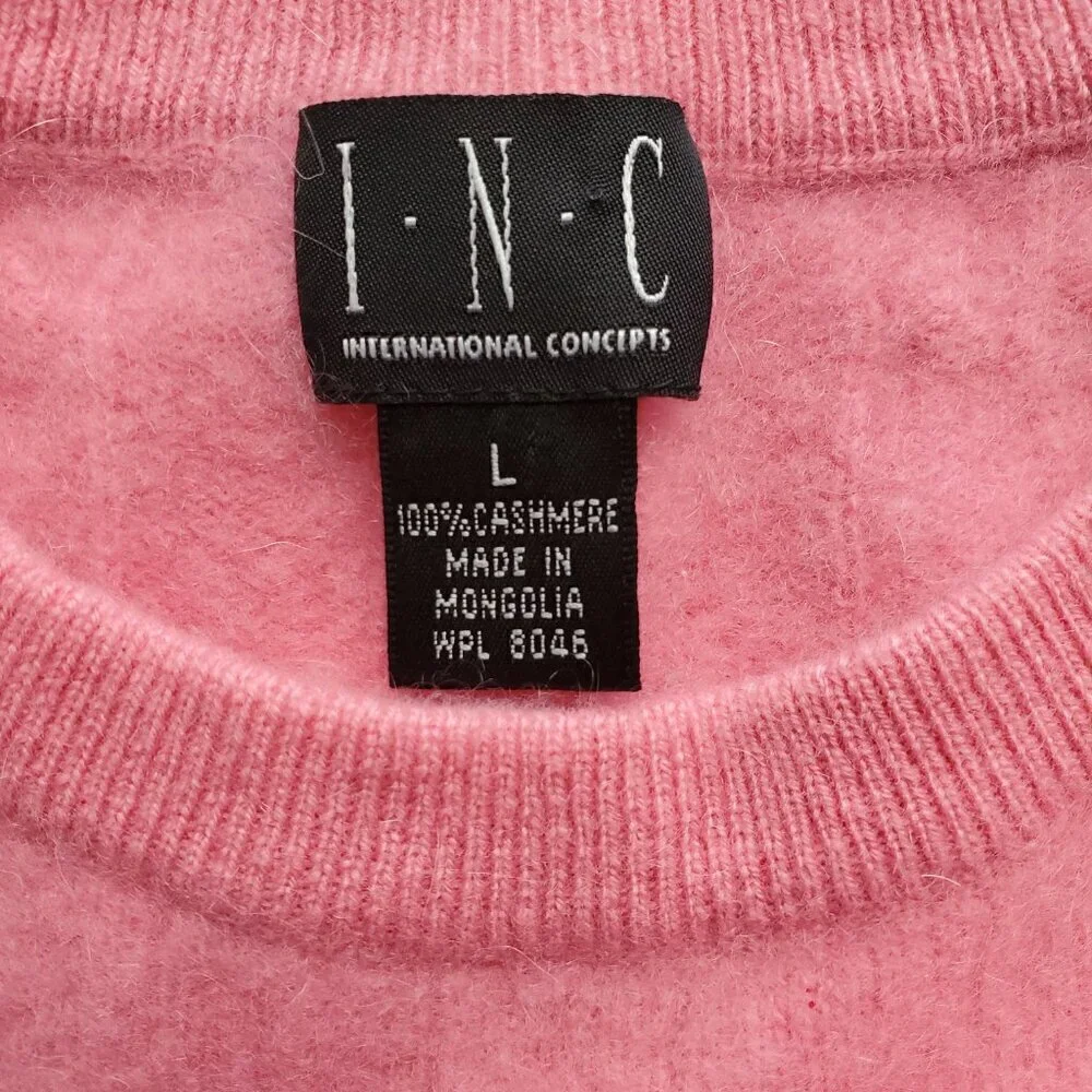 INC Girls 100% Cashmere Barbie Pink Sweater Size L